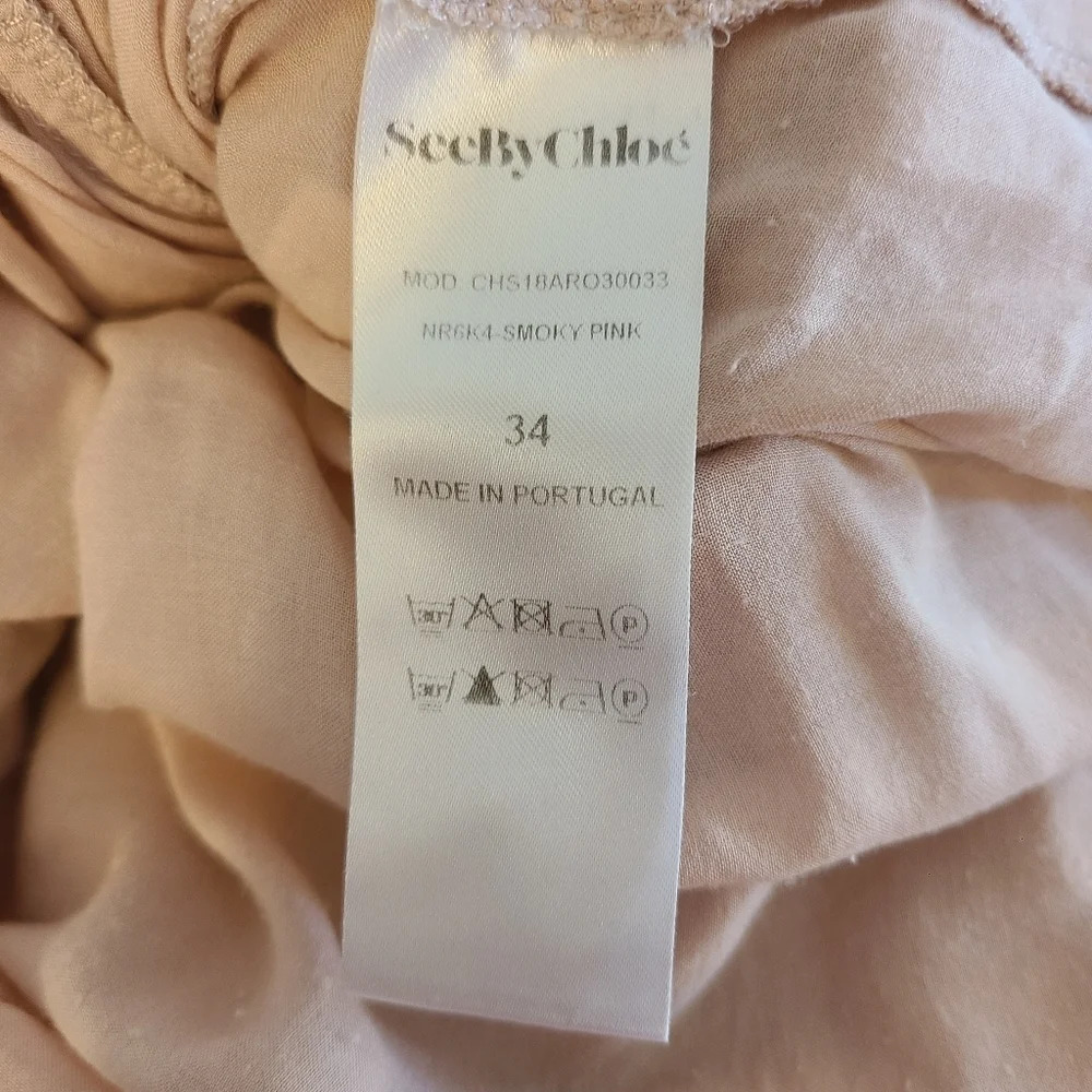 See By Chloe Ruffle Tie Neck Mini Smoky Pink Mini Dress - Picture 11 of 11